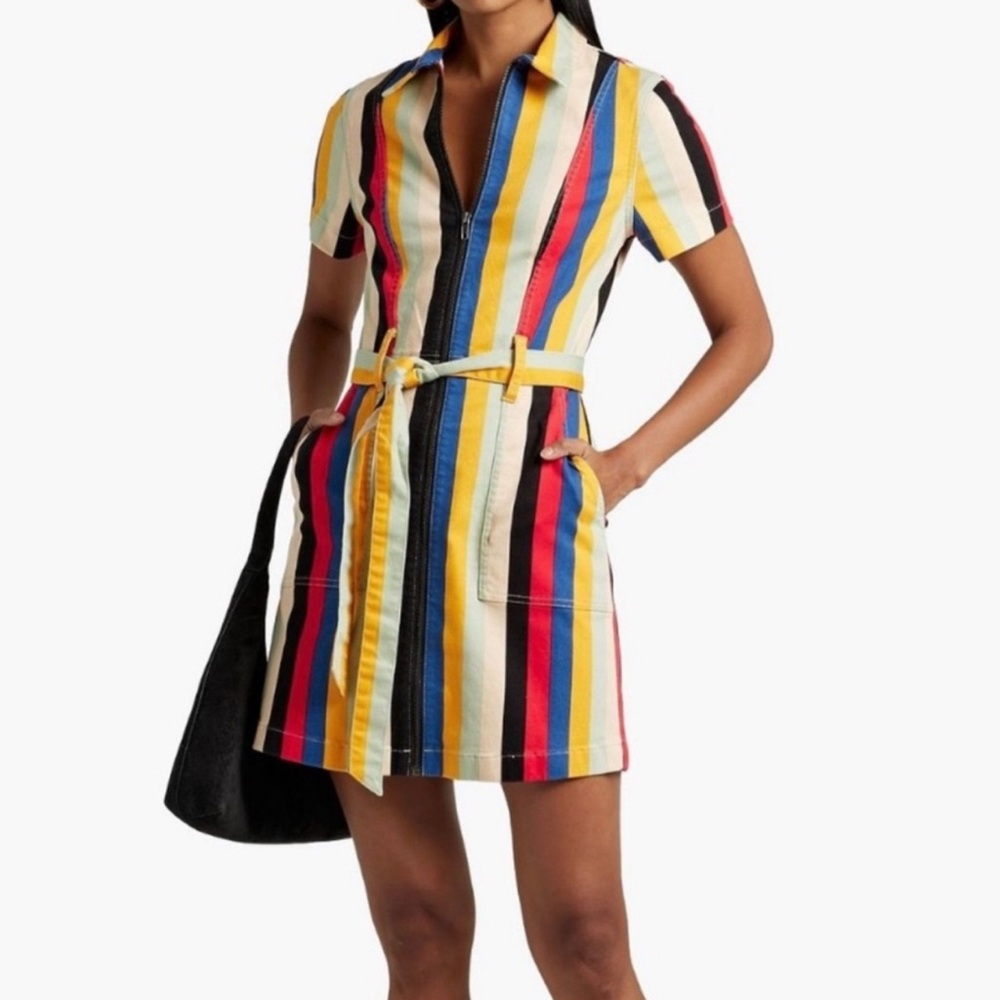 Alice and Olivia Striped Denim Mini Dress